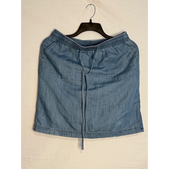 Talbots Dresses & Skirts - Talbots Petites Blue Chambray Pull On Skirt Size 10P Drawstring Elastic Waist